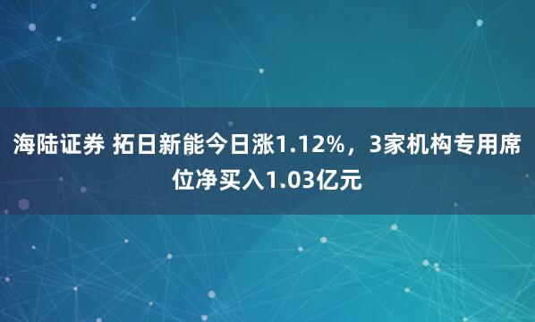 海陆证券 拓日新能今日涨1.12%，3家机构专用席位净买入1.03亿元
